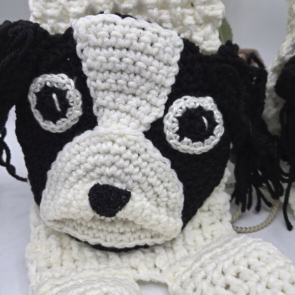 Japanese Chin Breed Puppy Dog Black & White Scarf Crochet Handmade byBren - Picture 3 of 7